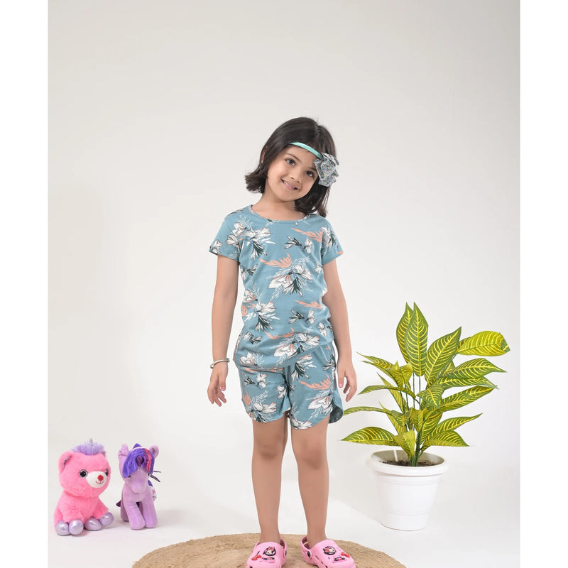 Stylish Girls Loungewear –  Drop Shoulder Top & Shorts Set