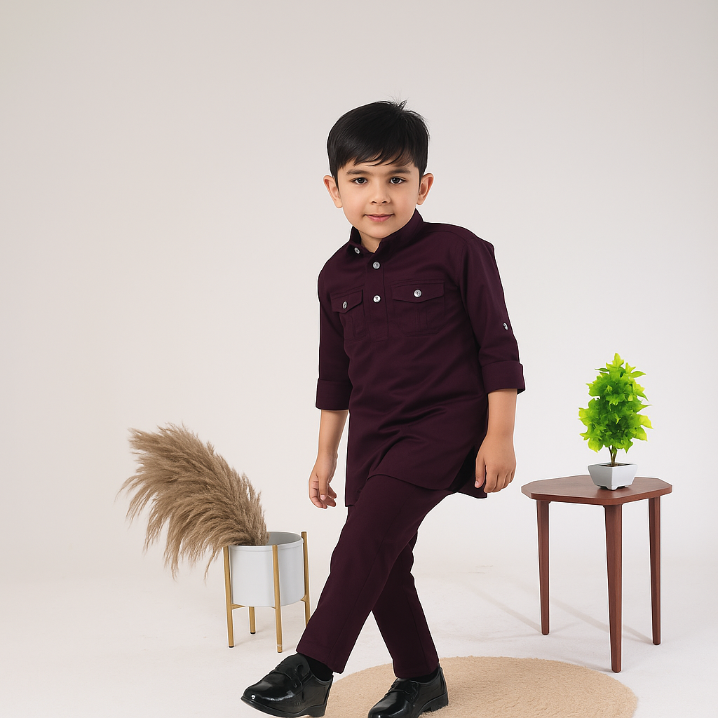 Comfort Meets Tradition – Boys' Casual Kurta Pyjama