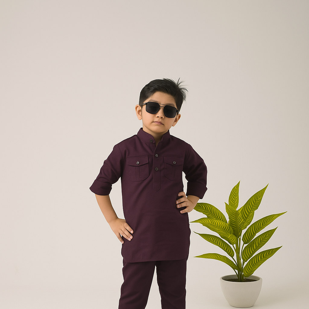 Comfort Meets Tradition – Boys' Casual Kurta Pyjama
