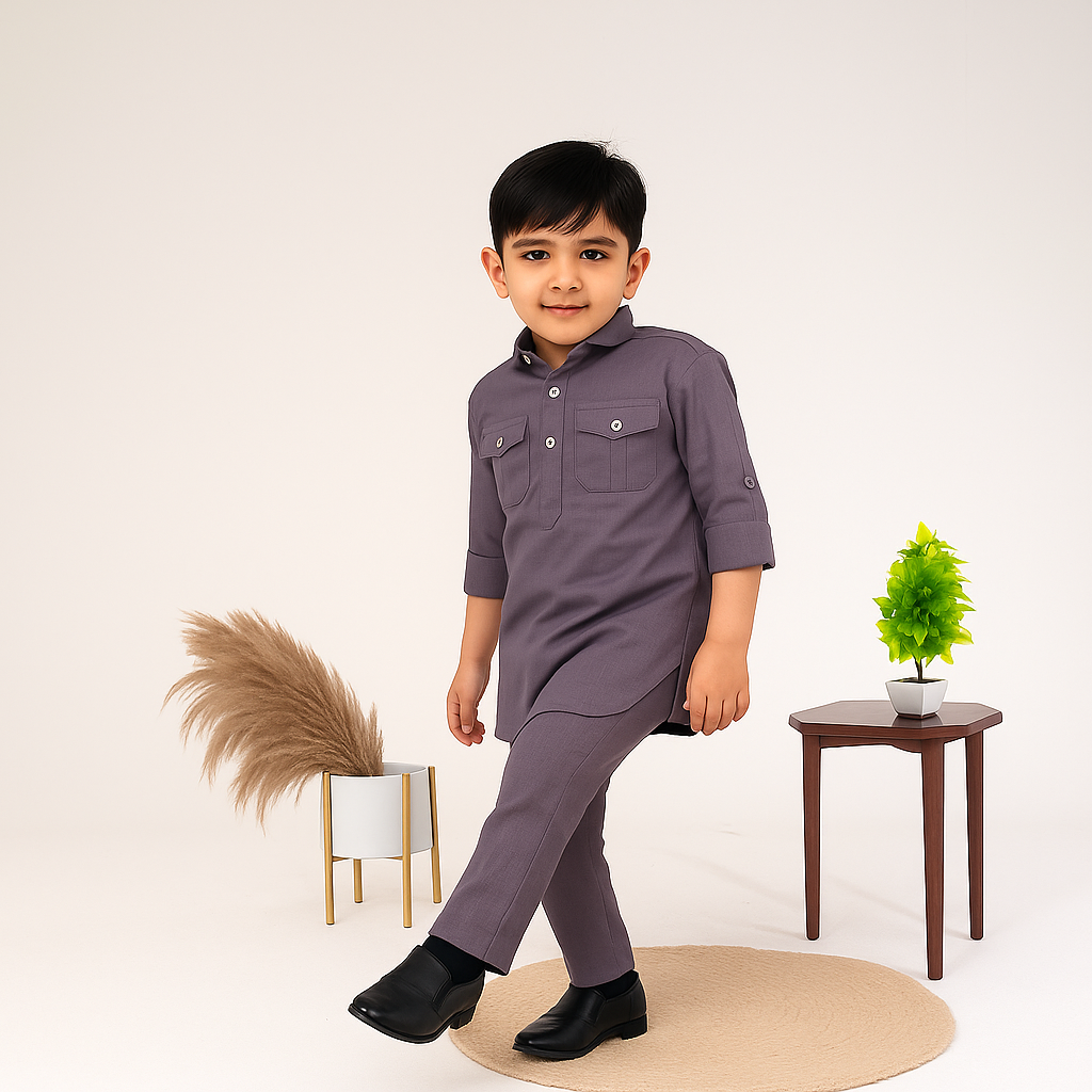 Comfort Meets Tradition – Boys' Casual Kurta Pyjama