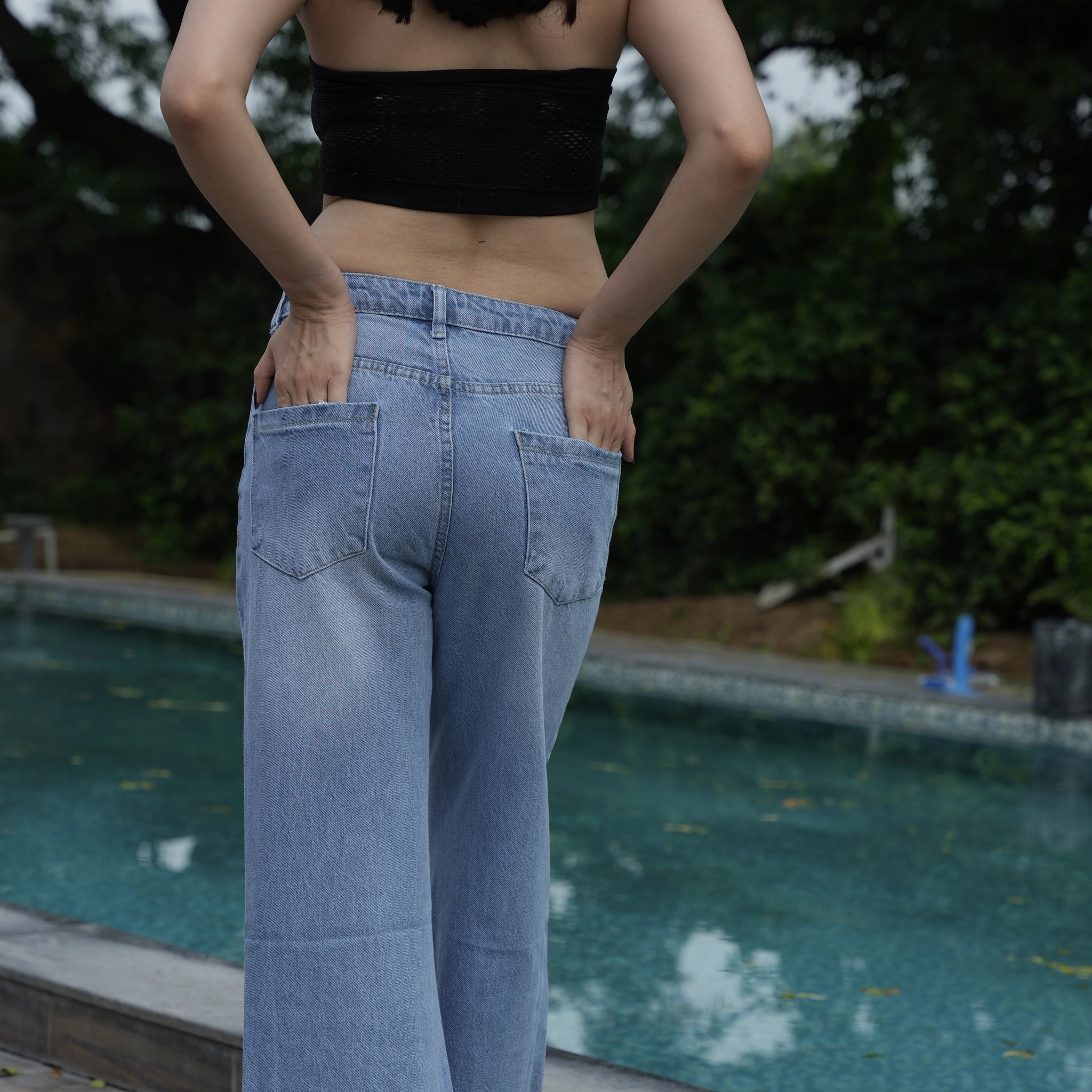 Women’s Light Blue Wide Leg Jeans – High Waist Casual Denim
