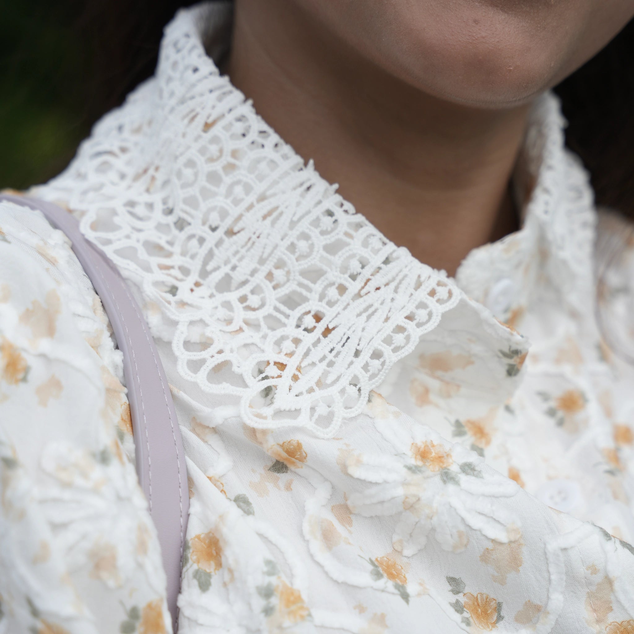 Women's White Floral Embroidered Lace Shirt