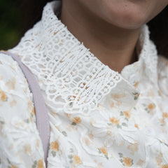 Women's White Floral Embroidered Lace Shirt