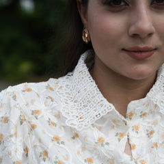 Women's White Floral Embroidered Lace Shirt