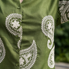 Women's Embroidered Cotton Coord Set