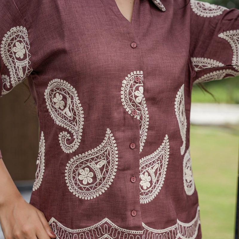 Women's Embroidered Cotton Coord Set