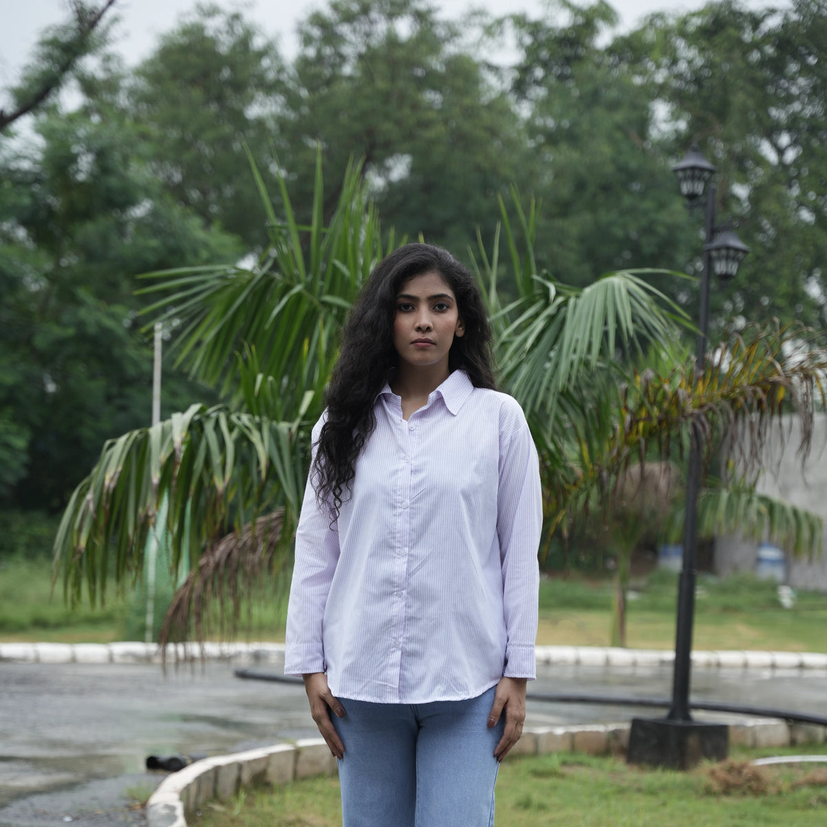 Women's Striped Oversized Formal Shirt - image 1