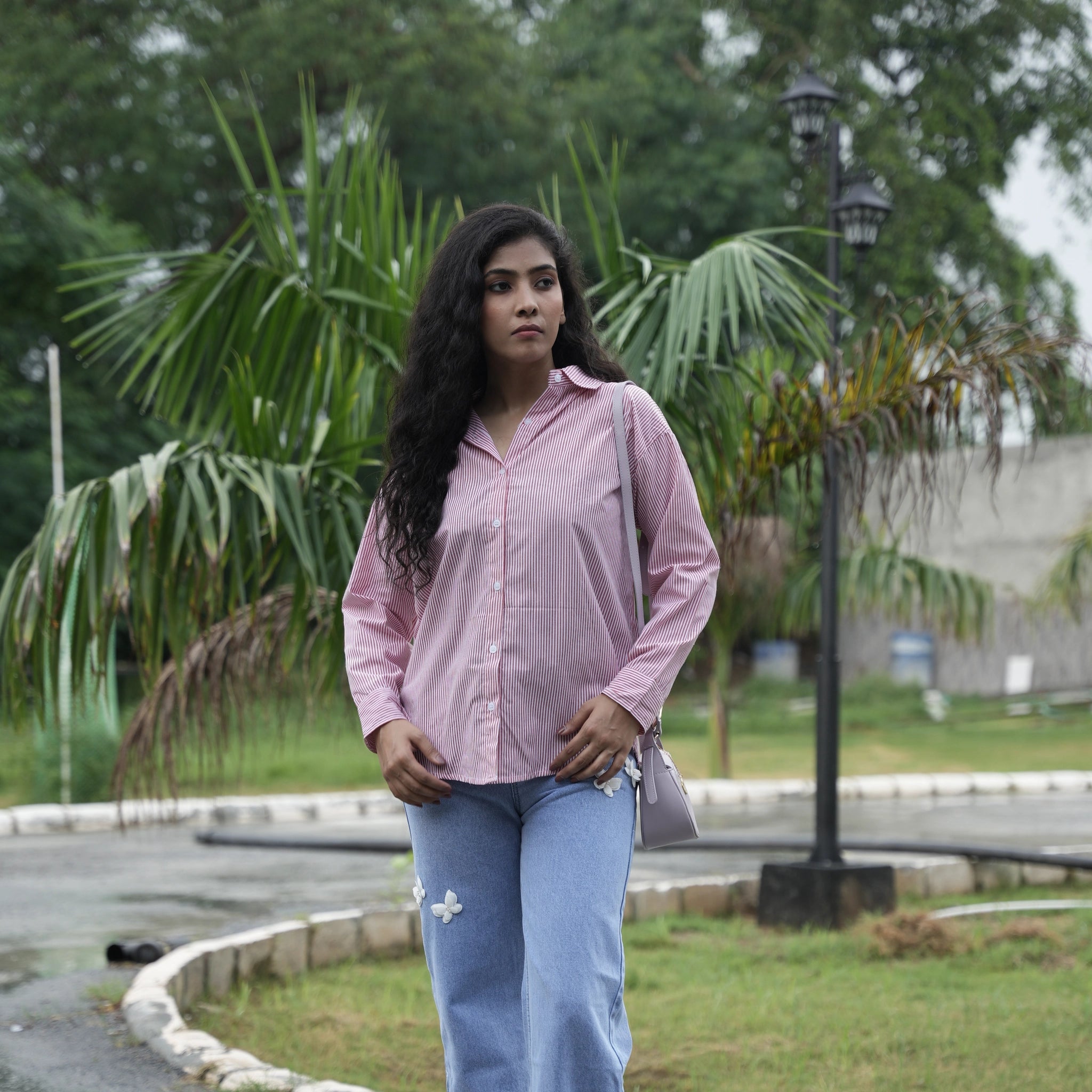 Women's Striped Oversized Formal Shirt