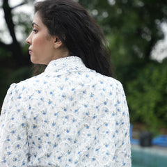 Women's White Floral Embroidered Lace Shirt