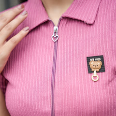 Women's Ribbed Zip-Up Polo T-Shirt