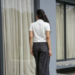 Women's Ribbed Polo Crop T-Shirt