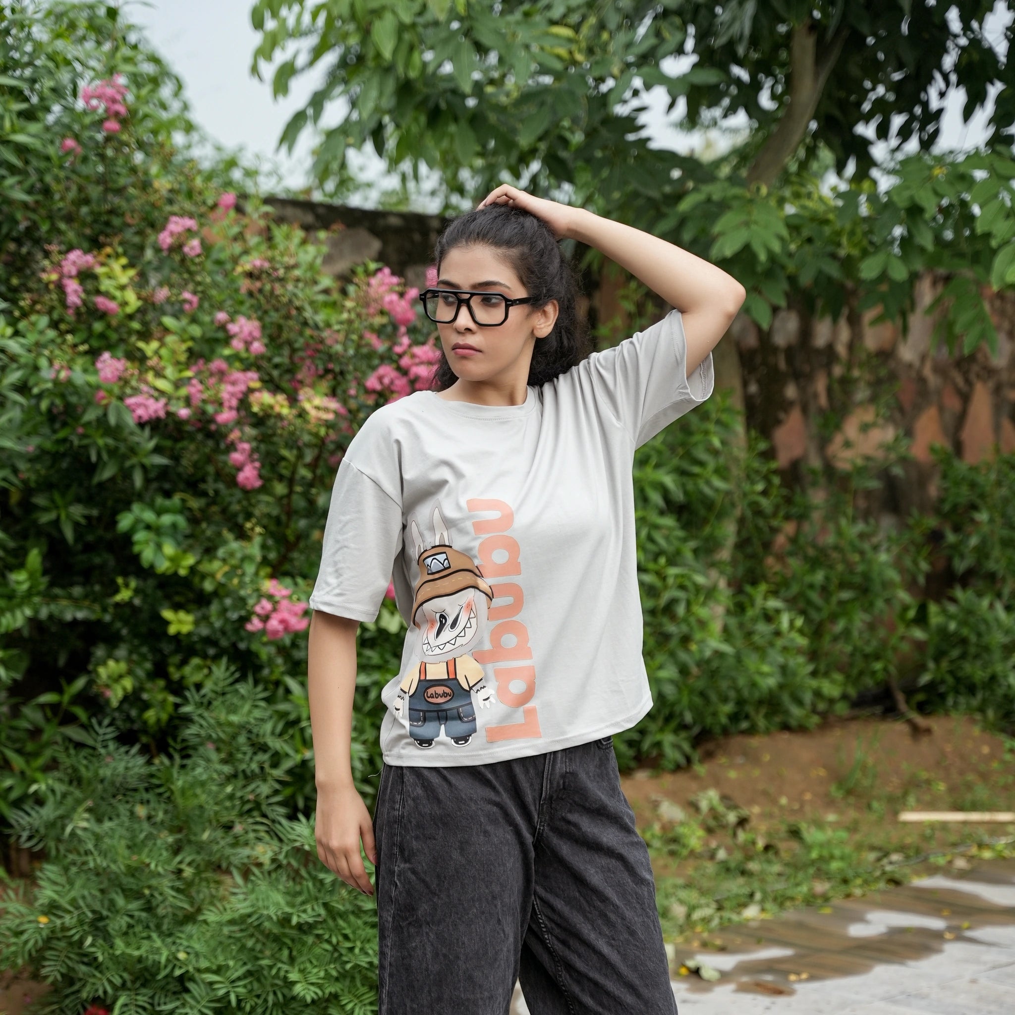 Women's Oversized T-Shirt – Labubu Cartoon Print