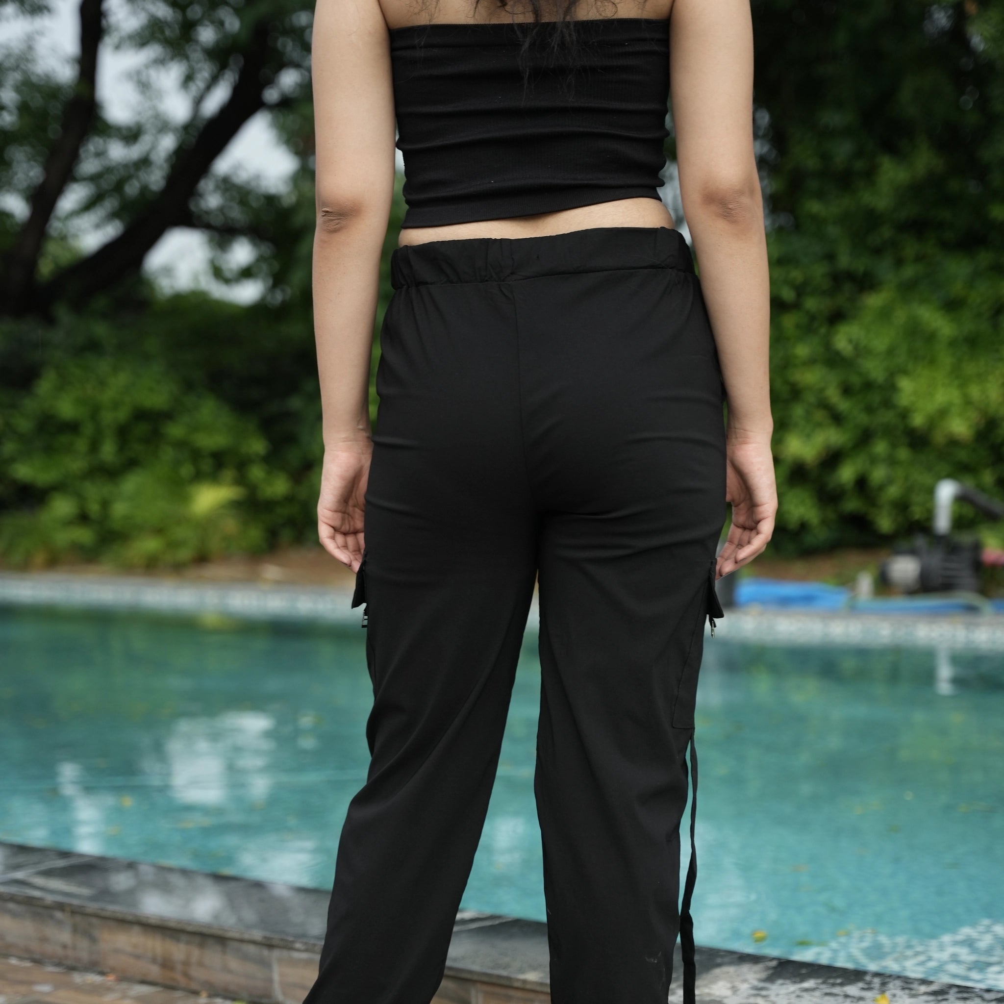 Women’s Black Cargo Pyjamas – Stylish Utility Bottom Wear