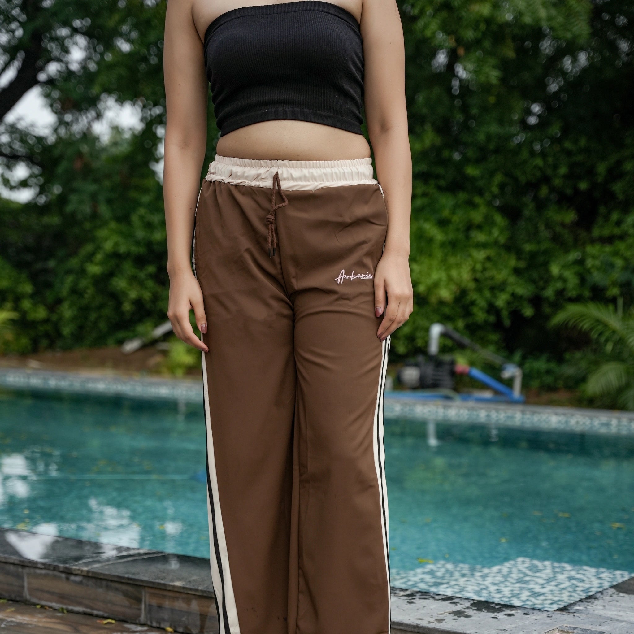 Women’s Striped Pyjamas – Sporty Bottoms in Multiple Colors (Olive, Salmon)