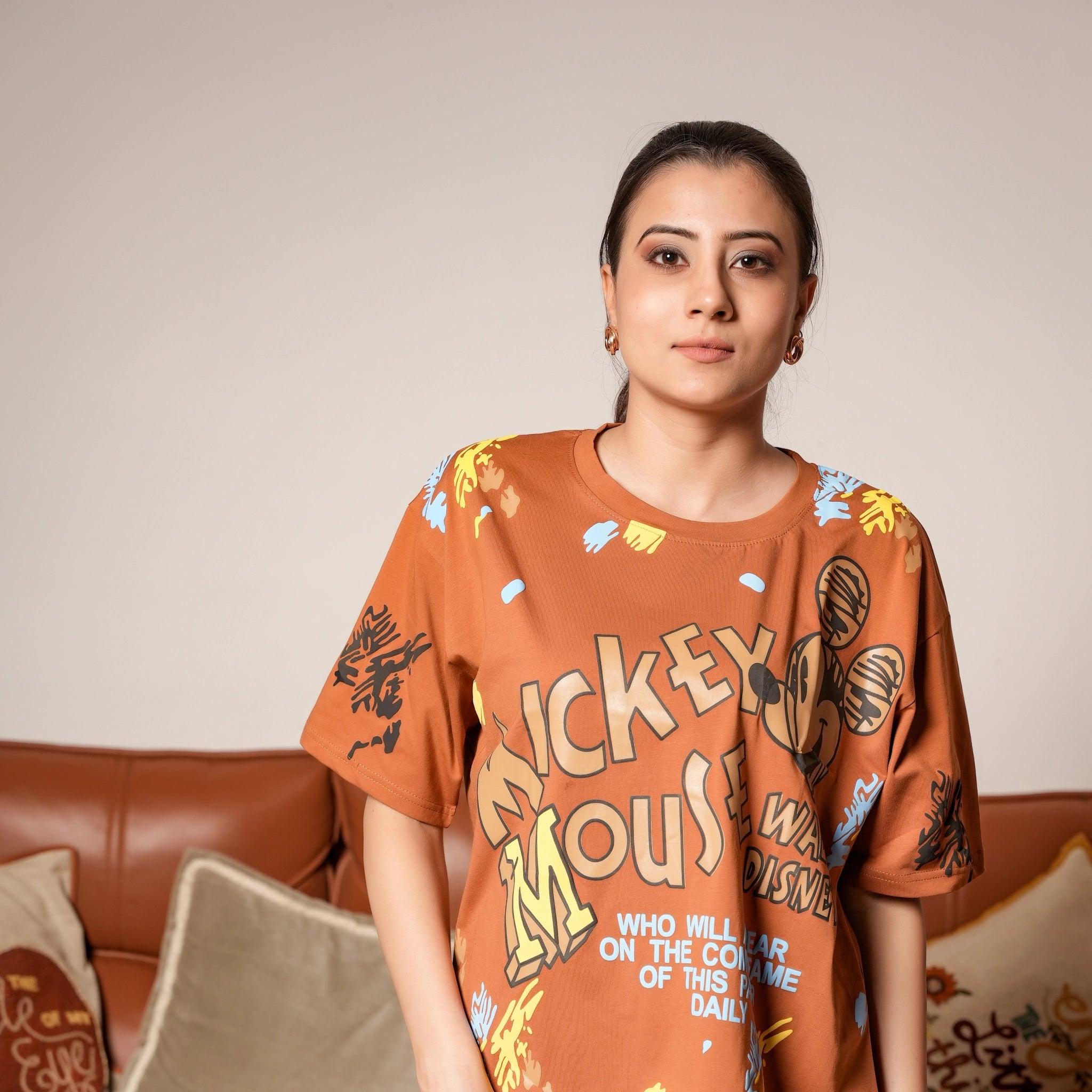 Women's Oversized T-Shirt – Mickey Mouse Graphic Print