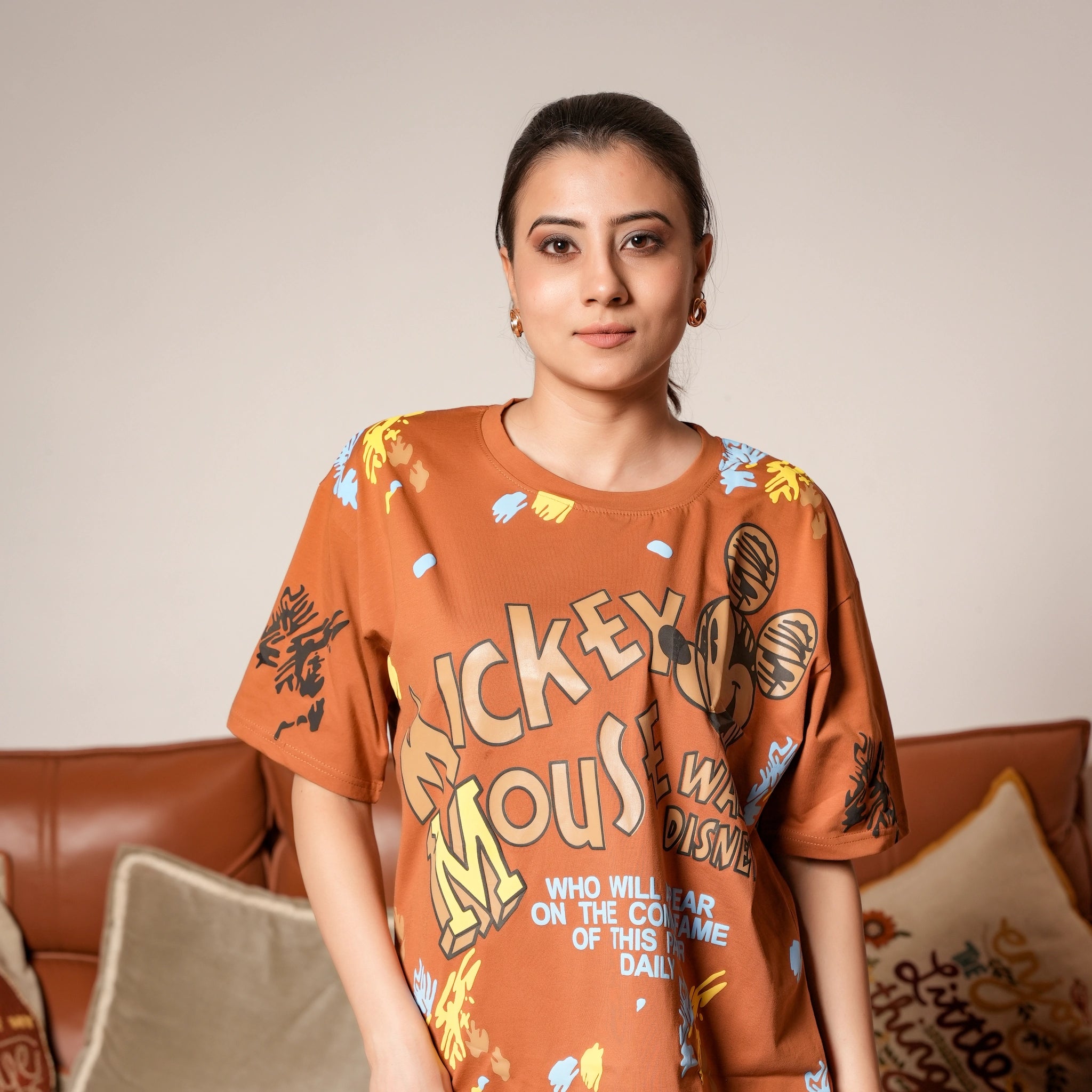 Women's Oversized T-Shirt – Mickey Mouse Graphic Print