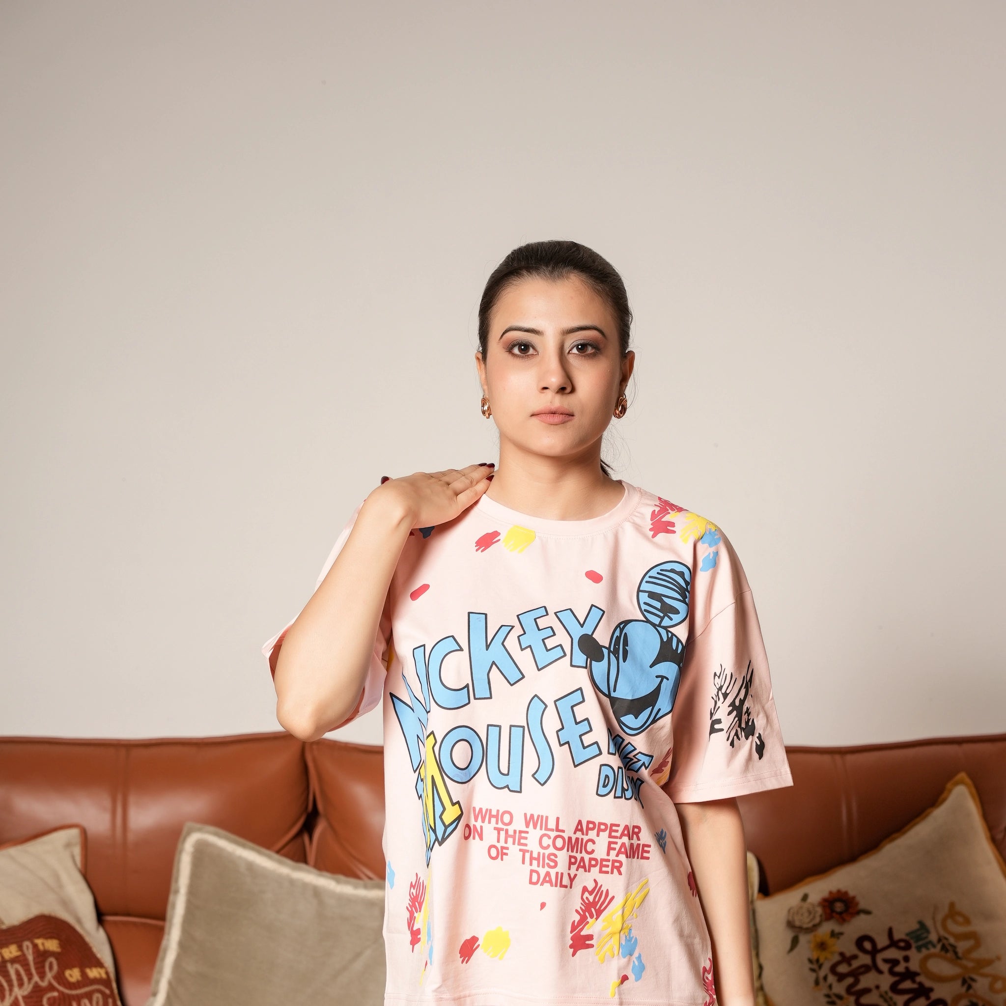 Women's Oversized T-Shirt – Mickey Mouse Graphic Print