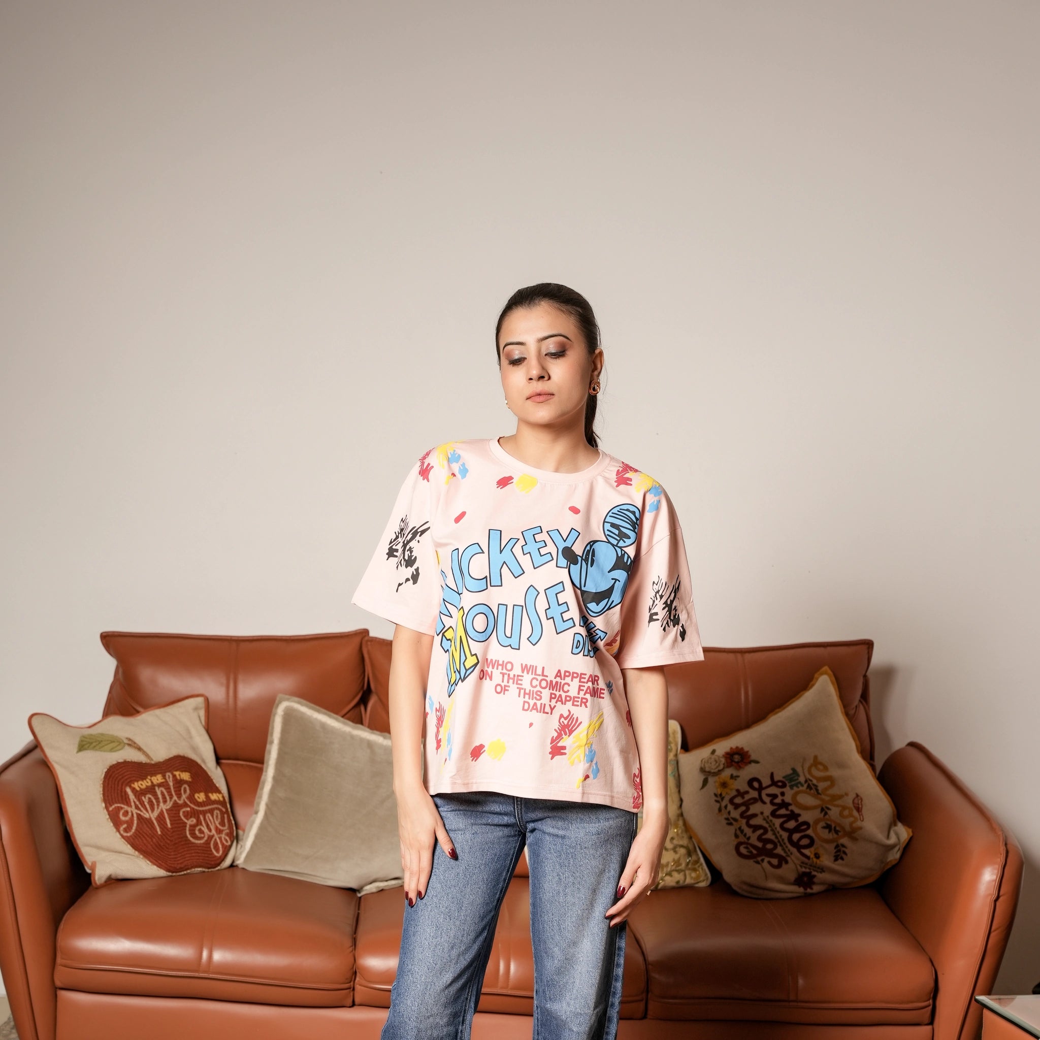 Women's Oversized T-Shirt – Mickey Mouse Graphic Print