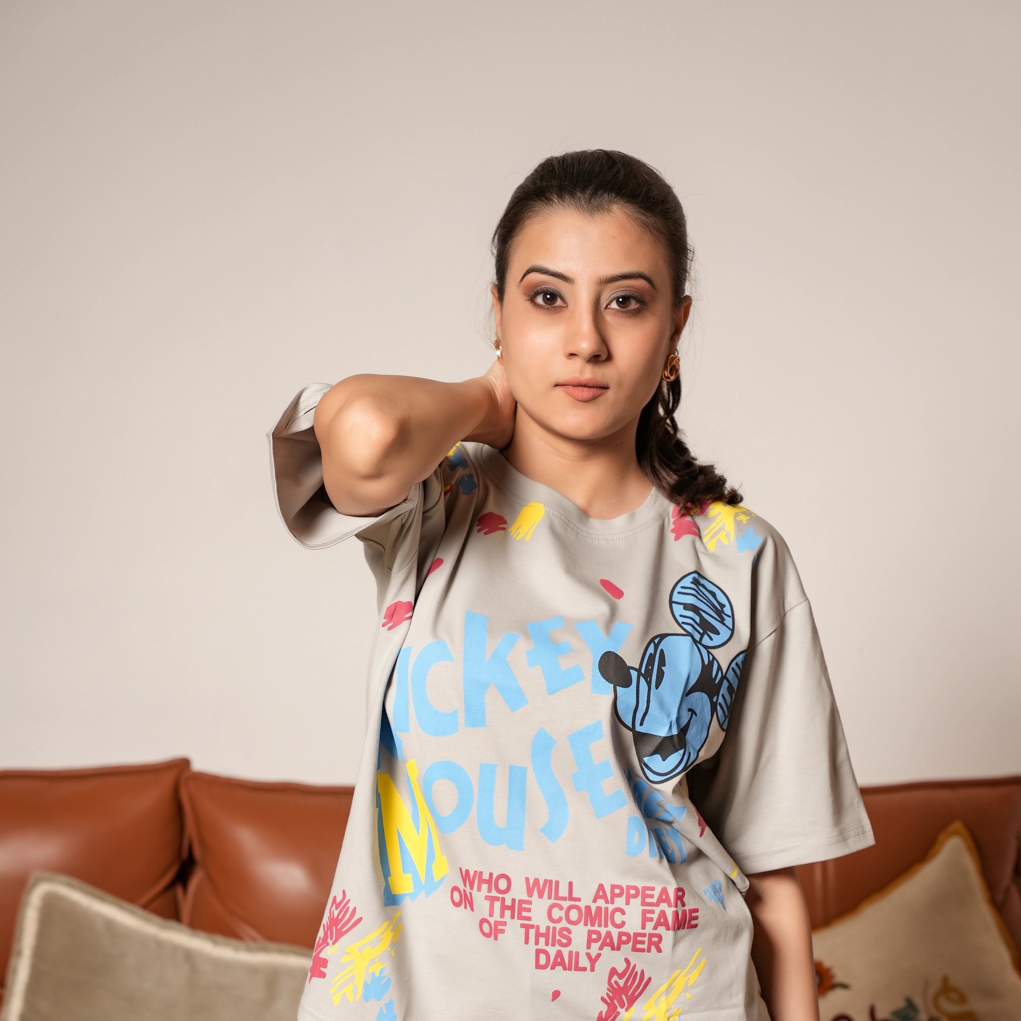Women's Oversized T-Shirt – Mickey Mouse Graphic Print