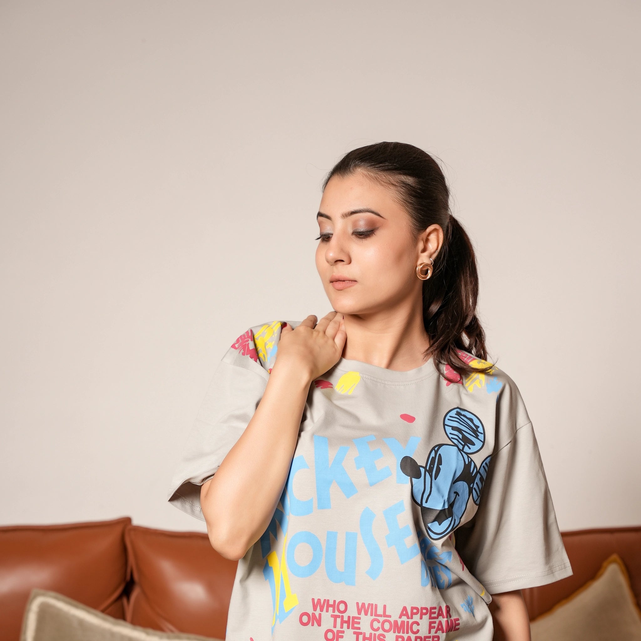 Women's Oversized T-Shirt – Mickey Mouse Graphic Print