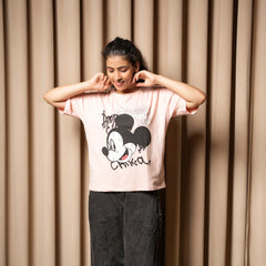 Women's Oversized T-Shirt – Winking Mickey Graphic Print
