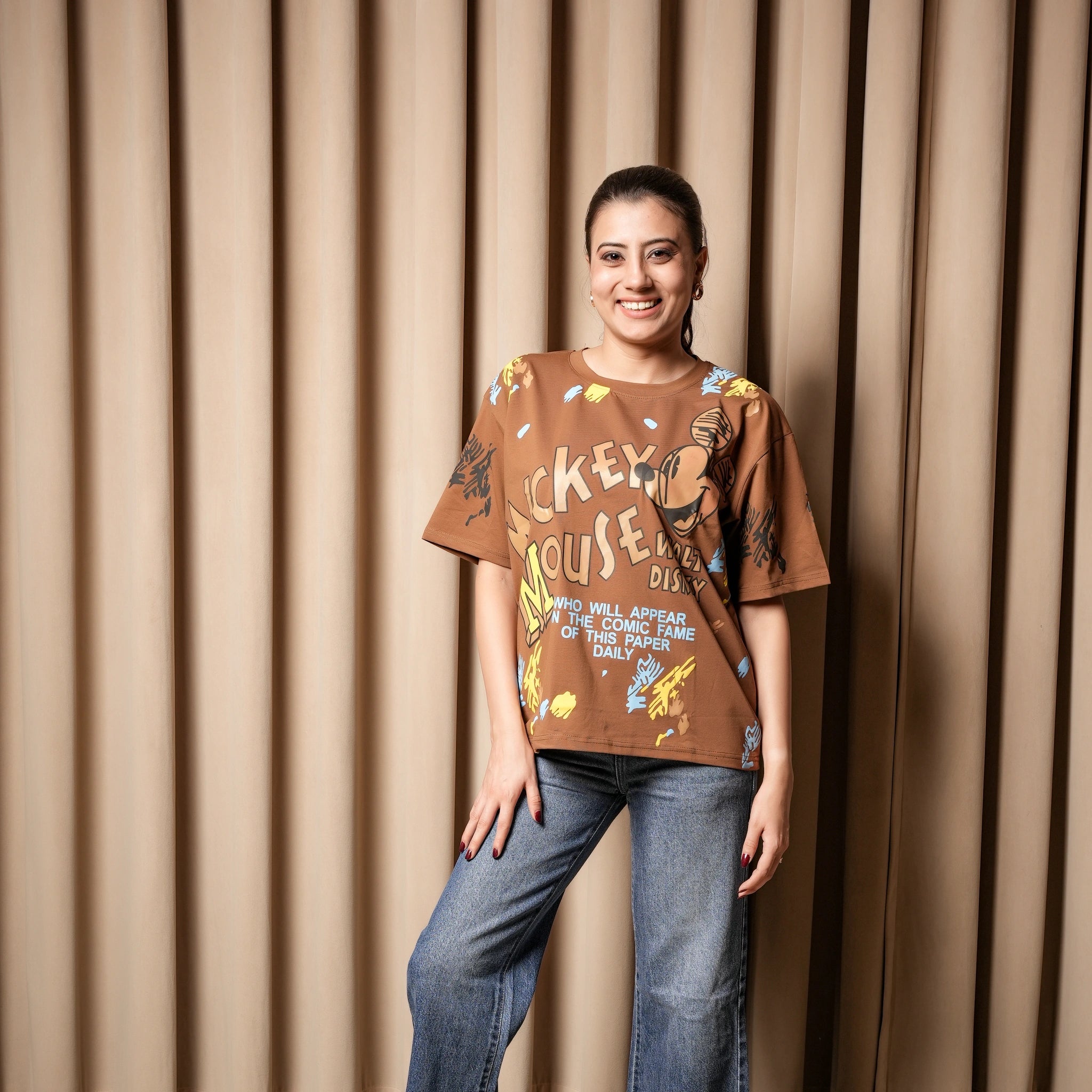 Women's Oversized T-Shirt – Mickey Mouse Graphic Print