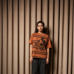 Women's Oversized T-Shirt – Striped Mickey Graphic