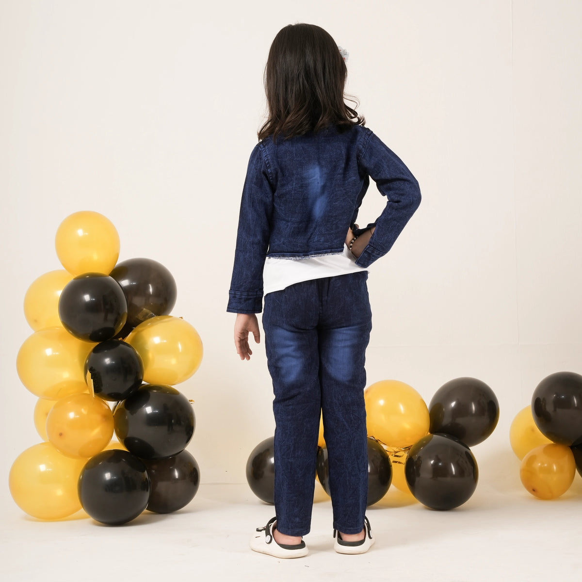Girls Denim Jacket & Jeans Coord Set with Cartoon Tee – Stylish Kidswear - image 5