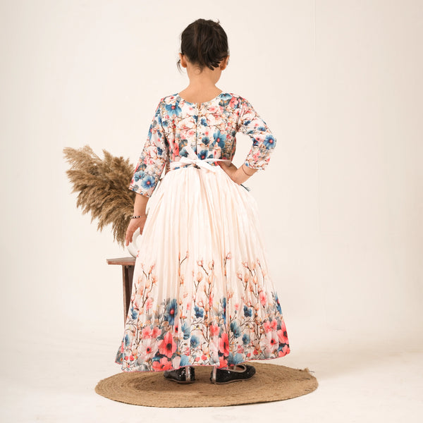 Girls Floral Printed Ethnic Dress with Jacket – Party & Festive Wear