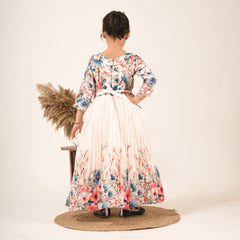 Girls Floral Printed Ethnic Dress with Jacket – Party & Festive Wear