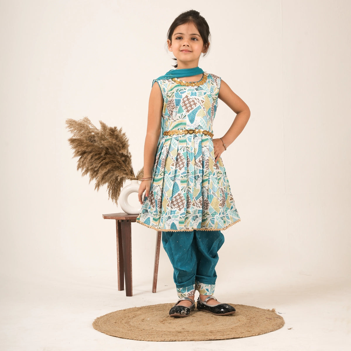 Girls Printed Salwar Suit with Dupatta – Ethnic Party & Festive Wear - image 1