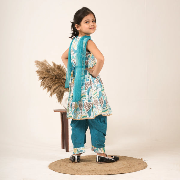 Girls Printed Salwar Suit with Dupatta – Ethnic Party & Festive Wear