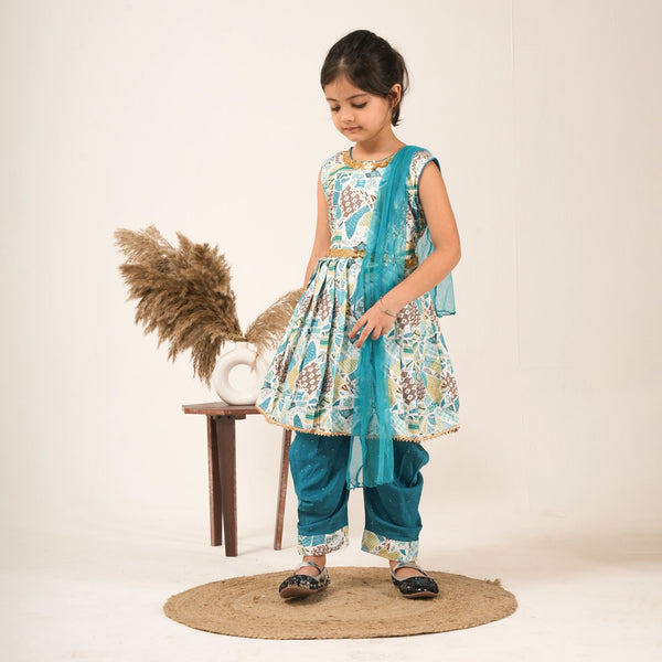 Girls Printed Salwar Suit with Dupatta – Ethnic Party & Festive Wear
