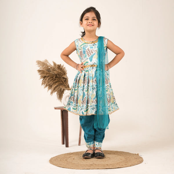 Girls Printed Salwar Suit with Dupatta – Ethnic Party & Festive Wear