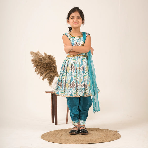 Girls Printed Salwar Suit with Dupatta – Ethnic Party & Festive Wear