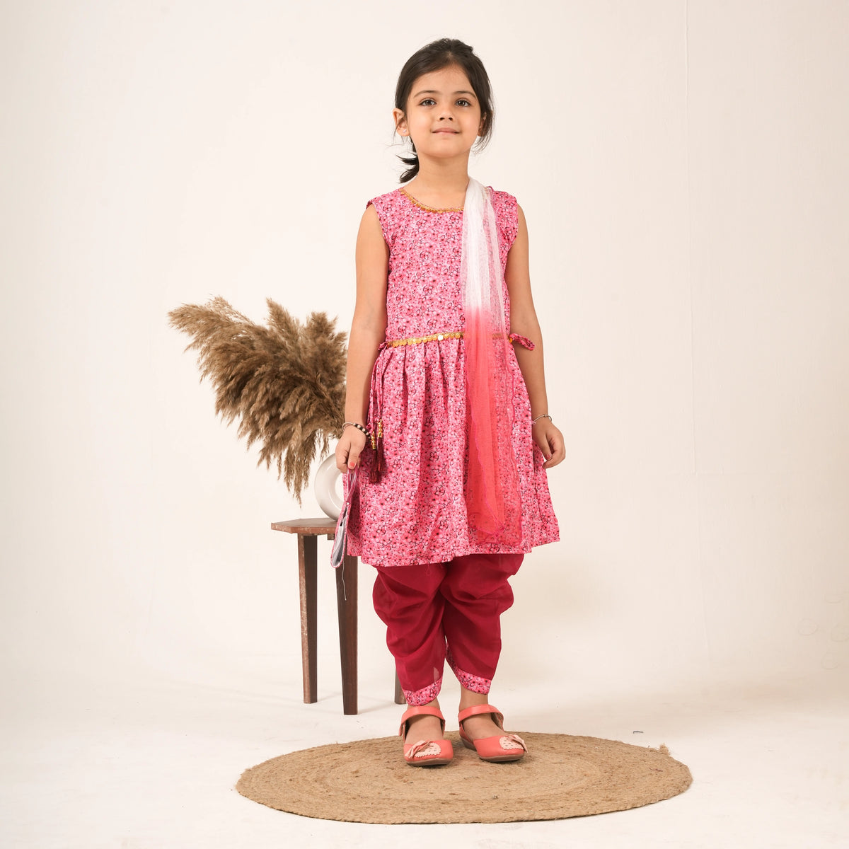 Girls Maroon Salwar Suit with Dupatta – Ethnic Party & Festive Wear - image 1