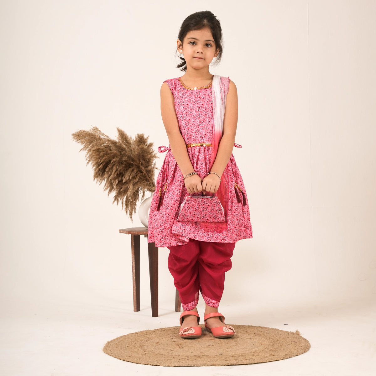 Girls Maroon Salwar Suit with Dupatta – Ethnic Party & Festive Wear - image 2
