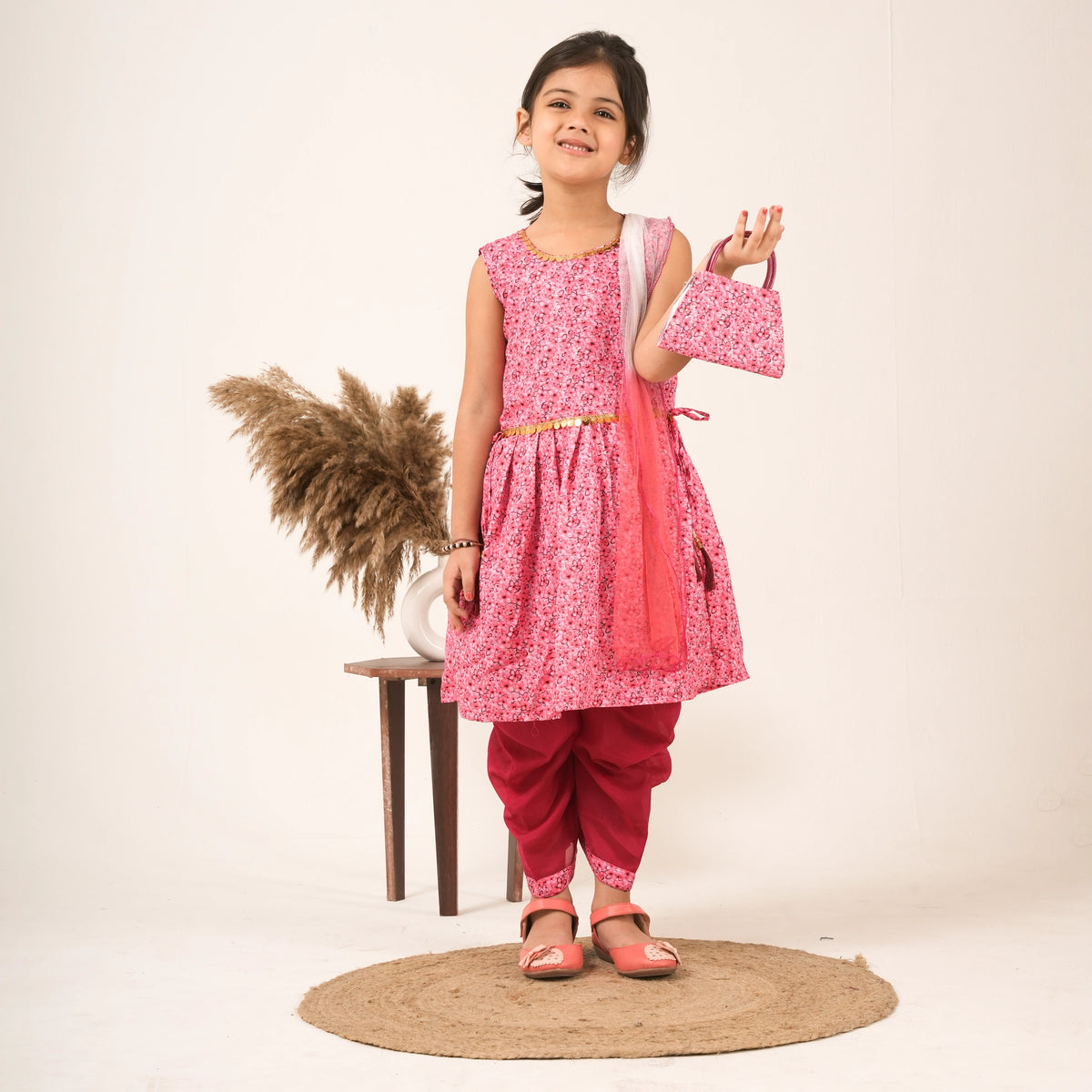 Girls Maroon Salwar Suit with Dupatta – Ethnic Party & Festive Wear - image 3