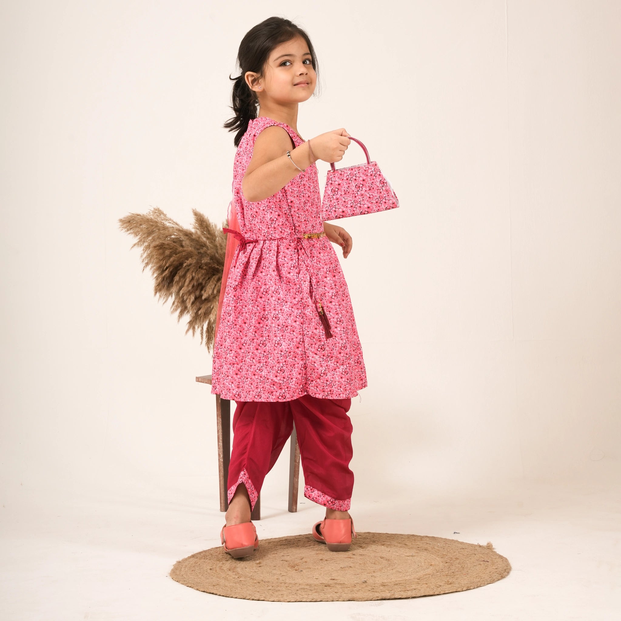 Girls Maroon Salwar Suit with Dupatta – Ethnic Party & Festive Wear