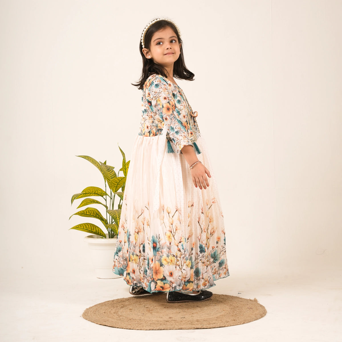 Girls Floral Gown with Jacket – Party & Festive Ethnic Wear - image 3