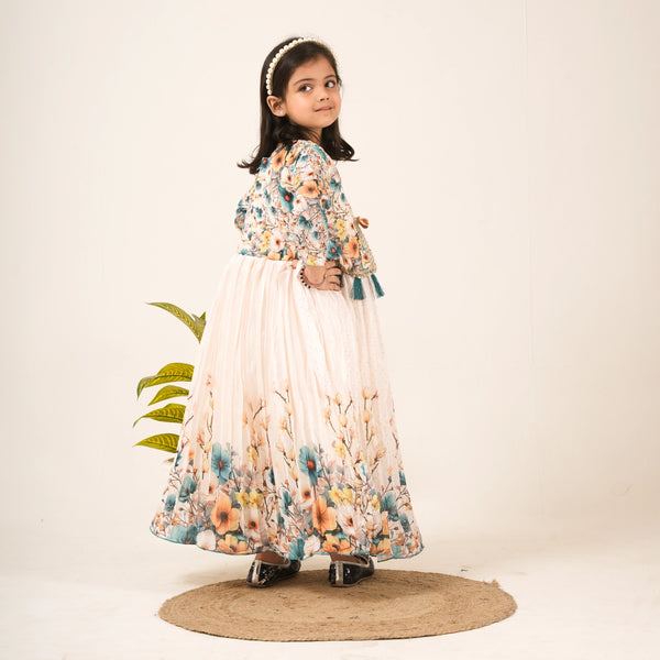 Girls Floral Gown with Jacket – Party & Festive Ethnic Wear