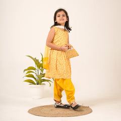 Girls Yellow Salwar Suit with Dupatta & Purse – Festive & Party Wear