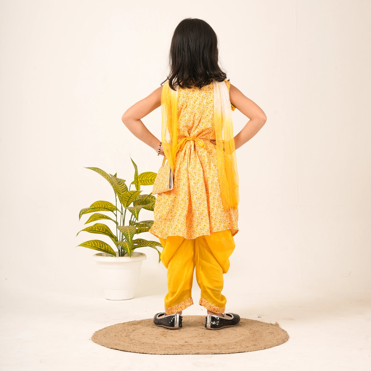 Girls Yellow Salwar Suit with Dupatta & Purse – Festive & Party Wear - image 4