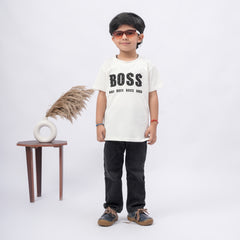 Boys BOSS Printed T-Shirt – White, Black, Purple & Grey