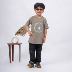 Coffee Print T-Shirt for Boys – White, Black & Grey