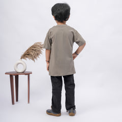 Coffee Print T-Shirt for Boys – White, Black & Grey