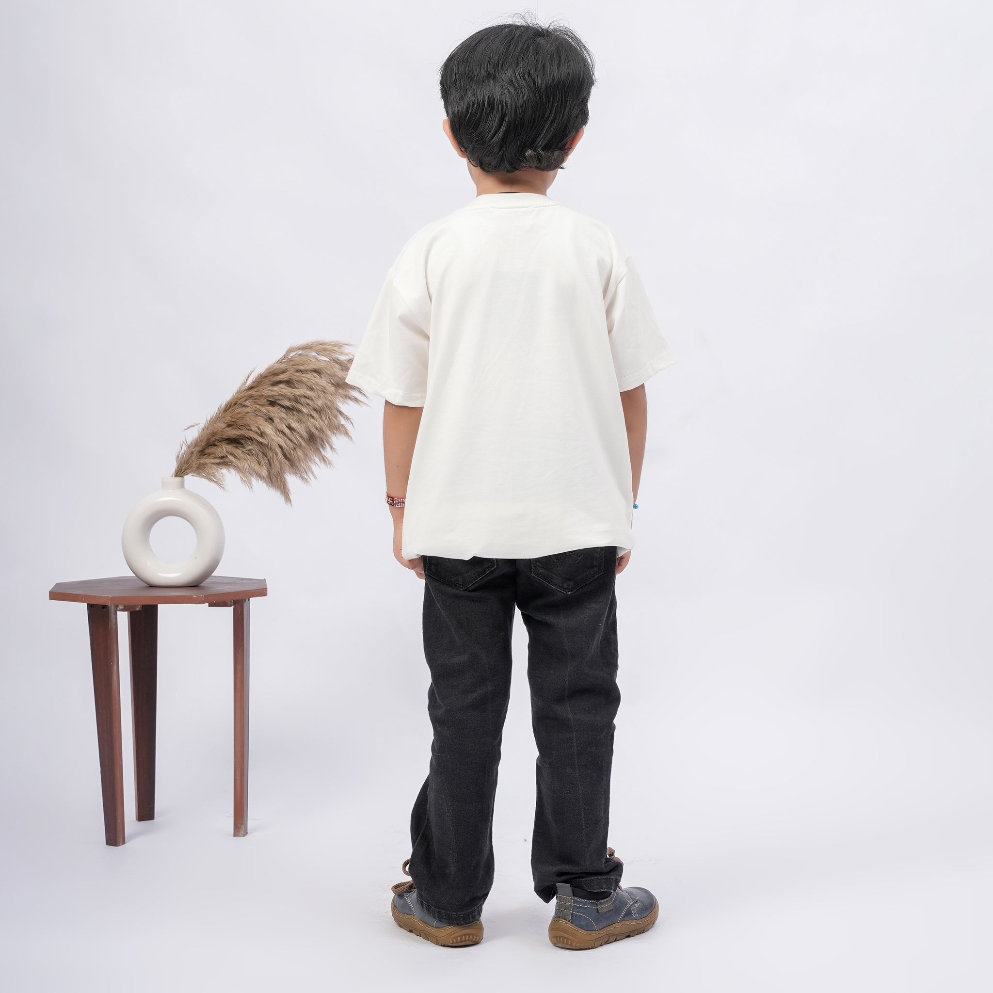 Coffee Print T-Shirt for Boys – White, Black & Grey