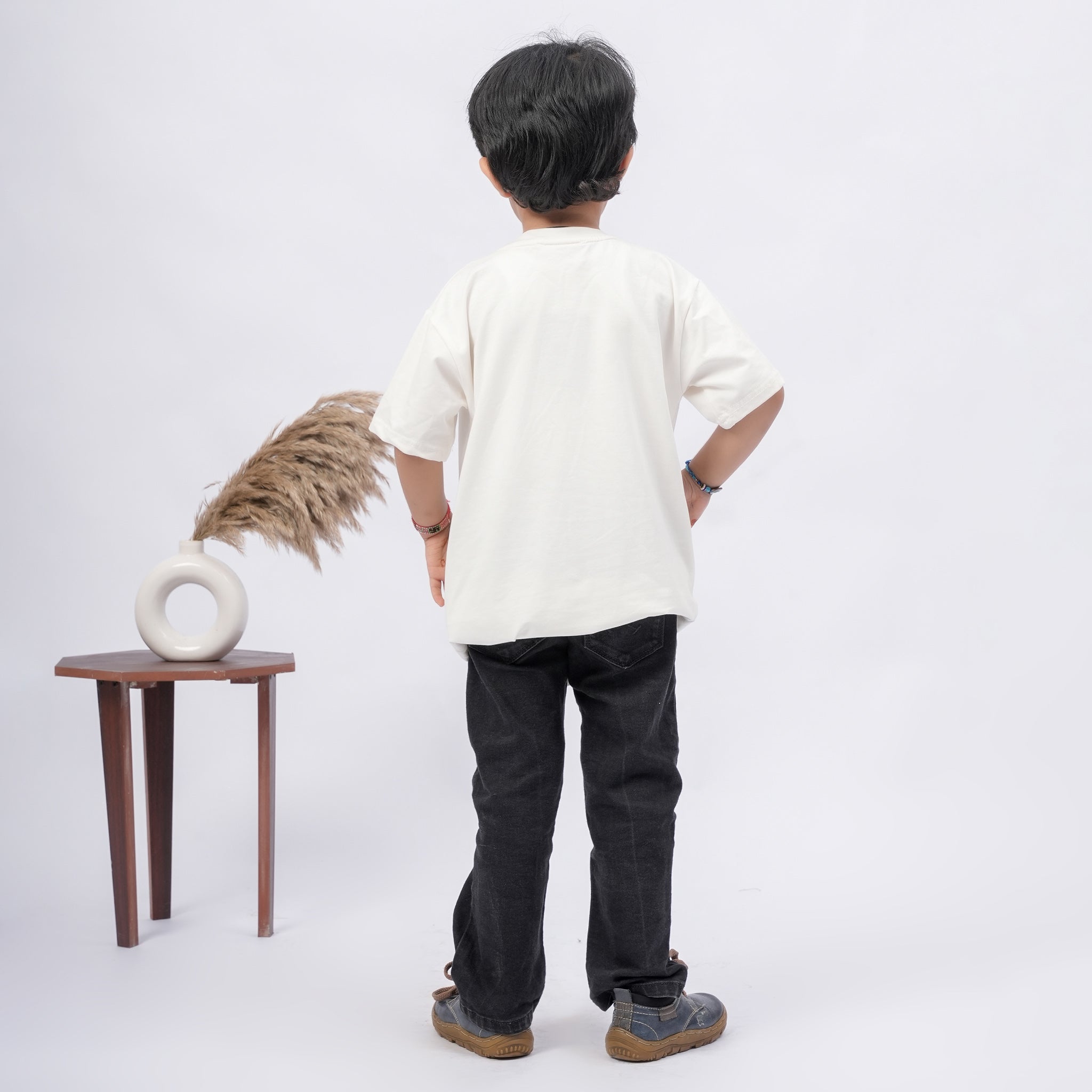 Coffee Print T-Shirt for Boys – White, Black & Grey