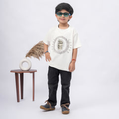 Coffee Print T-Shirt for Boys – White, Black & Grey