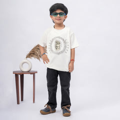 Coffee Print T-Shirt for Boys – White, Black & Grey